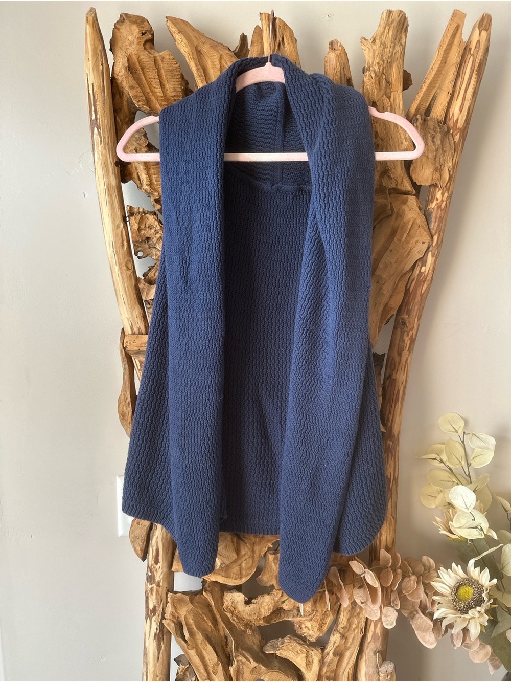 Navy Open-Front Knit Women's Sweater Vest